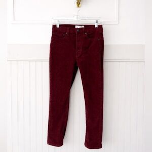 GAP Straight Leg High Rise Corduroy Jeans in Deep Wine